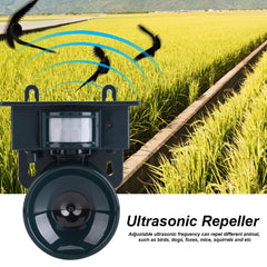 Solar Powered Motion Sensor Ultrasonic Bird Dog Cat Fox Mouse Pest Repeller