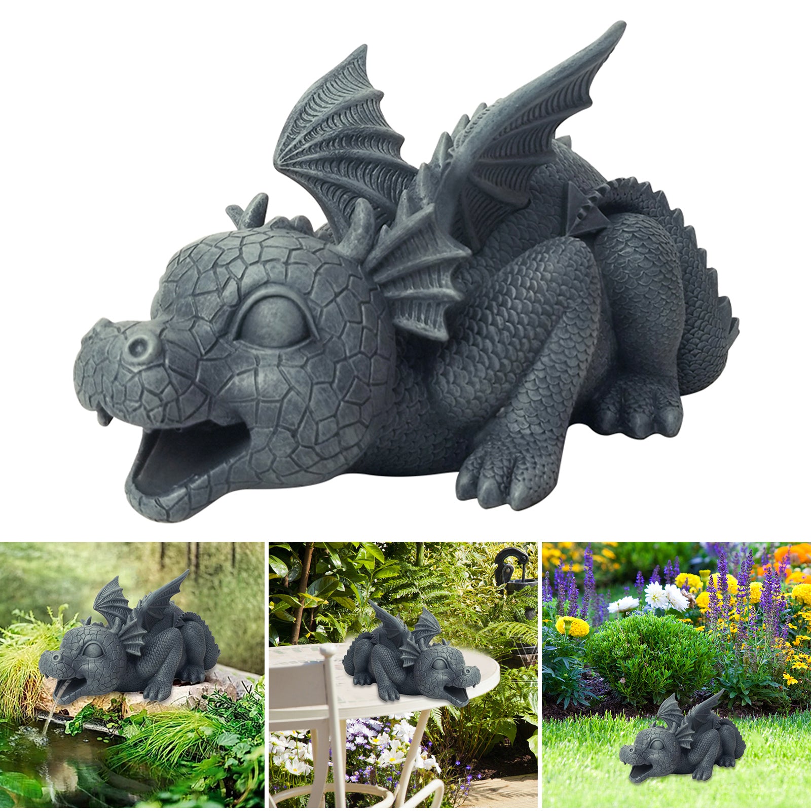 Creative Dinosaur Statue Cute Animals Resin Crafts Fountain Ornament For Home Garden Courtyard Decoration Xqmg Garden Statues