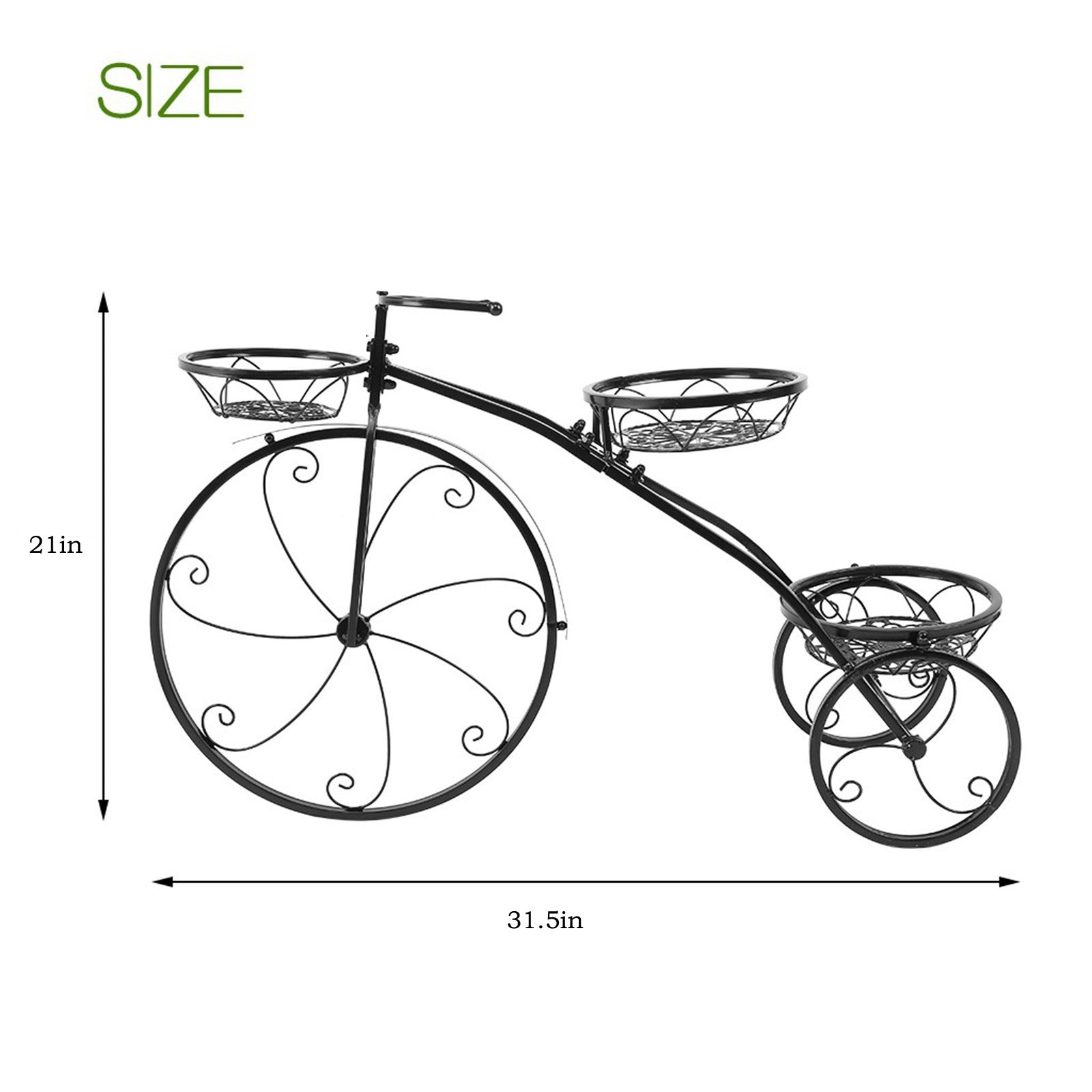 Tricycle Plant Stand Flower Pot Cart Holder Ideal For Home Garden And Patio