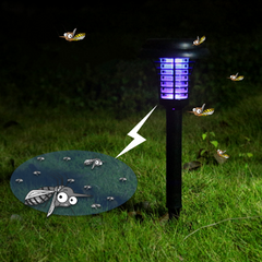 Solar Led Rechargeable Anti-Mosquito Lamp Electronic Fly Bug Zapper Insect Pest  Uv Trap Outdoor Garden Lawn Lamp